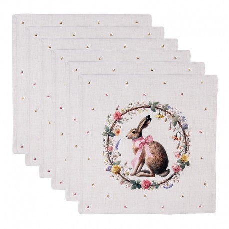 Bawełniane Serwetki Stołowe w Zające 6 szt. Clayre & Eef