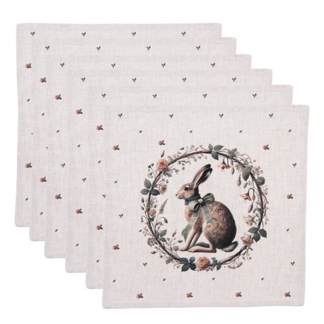 Bawełniane Serwetki Stołowe Zające 6 szt. Clayre & Eef