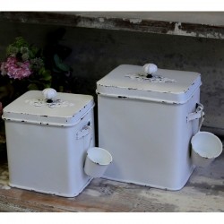 Metalowy Pojemniki Z Łyżeczką Antique White B