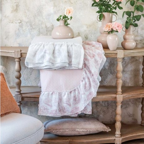 Narzuta Na Łóżko z Falbaną C Blanc Mariclò