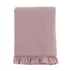 Narzuta Na Łóżko z Falbanką Różowa Blanc Mariclò