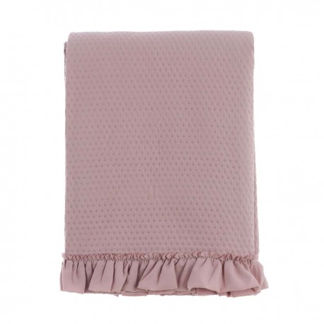 Narzuta Na Łóżko z Falbanką Różowa Blanc Mariclò