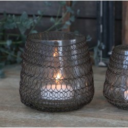 Szklany Lampion z Metalową Siatką Chic Antique A