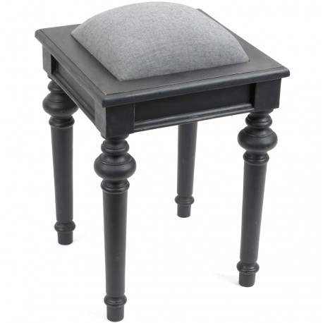 Elegancki taboret z grafitowyn, wypukłym i miękkim siedziskiem.