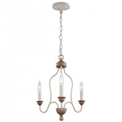 Żyrandol Hartsville - 3 źródła światła - Kredowa biel, drewno