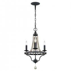 Żyrandol Nori - 3 źródła światła - Ciemny postarzany cynk, drewno