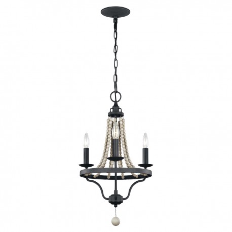 Żyrandol Nori - 3 źródła światła - Ciemny postarzany cynk, drewno