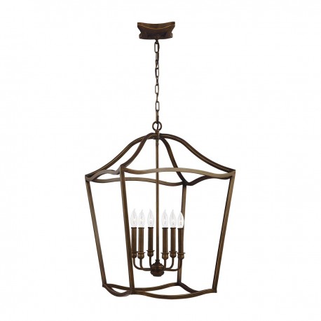 Lampa wisząca Yarmouth - 6 źródeł światła - Postarzany mosiądz