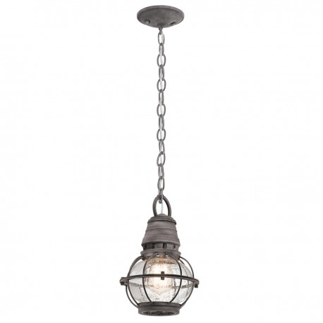 Mała latarnia wisząca Bridge Point - 1 źródło światła - Postarzany cynk