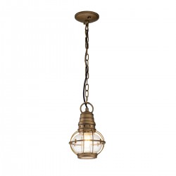 Mała latarnia wisząca Bridge Point - 1 źródło światła - Naturalny mosiądz