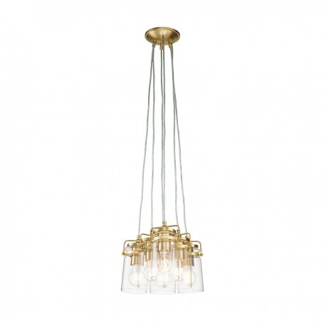 Lampa wisząca Brinley - 6 źródeł światła - Szczotkowany mosiądz