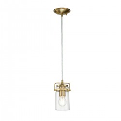 Mała lampa wisząca Brinley - 1 źródło światła - Szczotkowany mosiądz
