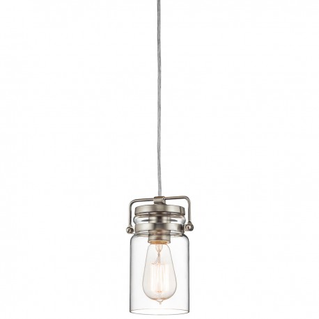 Mała lampa wisząca Brinley - 1 źródło światła - Szczotkowany nikiel
