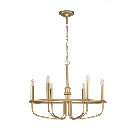 Żyrandol Capitol Hill - 6 źródeł światła - Naturalny mosiądz