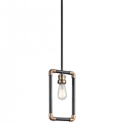 Mała lampa wisząca Imahn - 1 źródło światła - Czarny, naturalny mosiądz