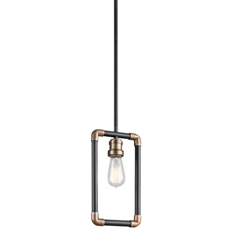 Mała lampa wisząca Imahn - 1 źródło światła - Czarny, naturalny mosiądz