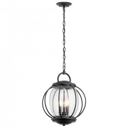 Duża latarnia wisząca Vandalia - 3 źródła światła - Teksturowana czerń