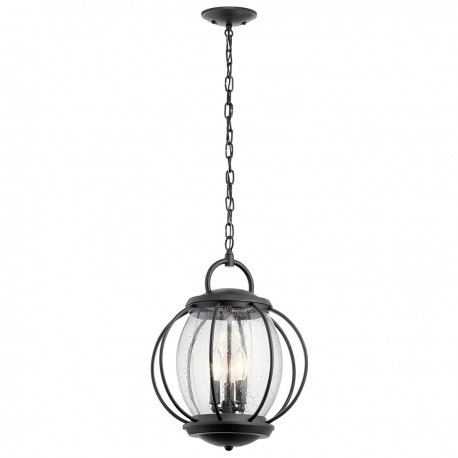 Duża latarnia wisząca Vandalia - 3 źródła światła - Teksturowana czerń
