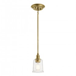 Mała lampa wisząca Waverly - 1 źródło światła - Naturalny mosiądz