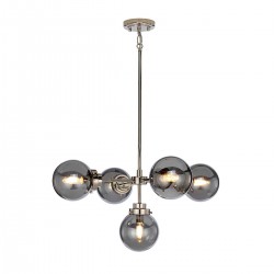 Żyrandol Kula - 5 źródeł światła - Polerowany nikiel