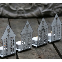 Świeczniki Świąteczne Domki 4szt.