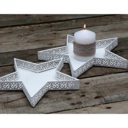 Białe Tace Chic Antique Gwiazdy 2szt.