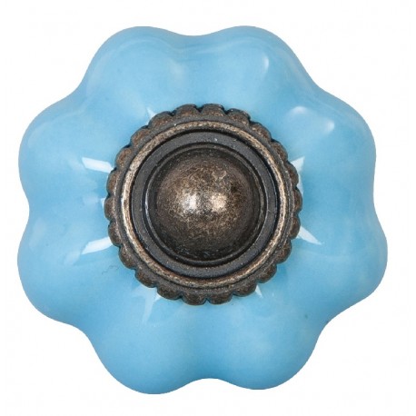 niebieskie gałki ceramiczne w kształcie kwiatka