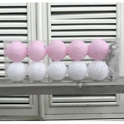 Kule Świecące Cotton Balls Różowo-Białe