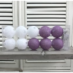 Kule Świecące Cotton Balls Różowo-Białe