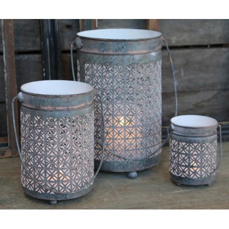 Metalowe Lampiony Chic Antique Ażurowe 3szt.