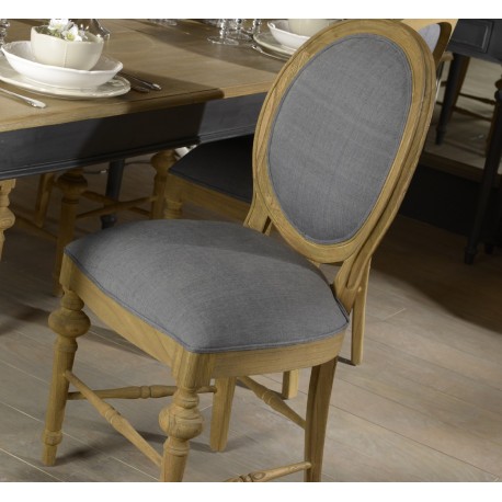 Krzesło Tapicerowane w Stylu Prowansalskim Szare Livio