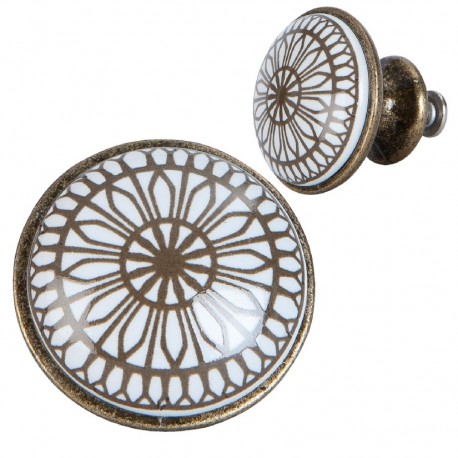 Gałka Meblowa Biało-Brązowa A