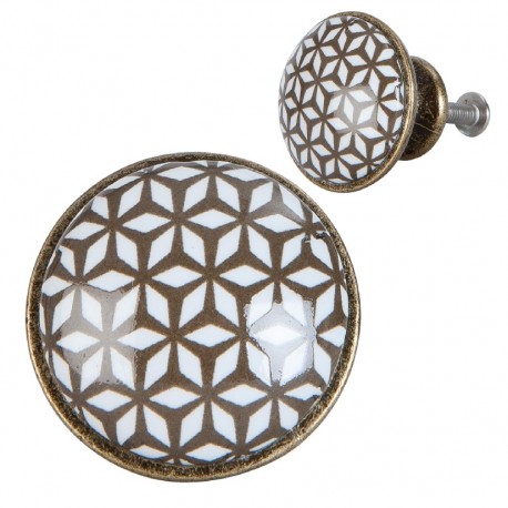 Gałka Meblowa Biało-Brązowa D