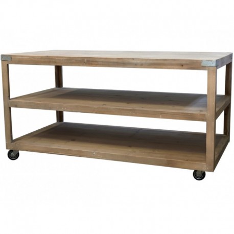 Stół z Półkami Scandi Chic Na Kółkach