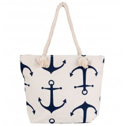 Torba Plażowa Biała z Kotwicami