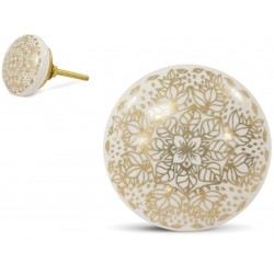Gałka Meblowa Biało-Złota D