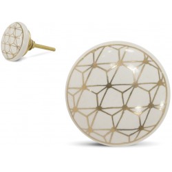 Gałka Meblowa Biało-Złota F
