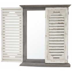 Lustro z Okiennicami Prowansalskie Szaro-Kremowe