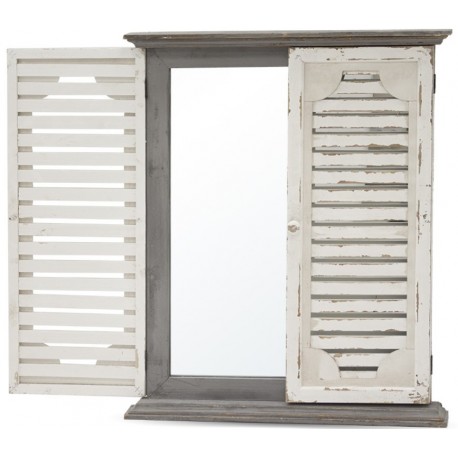 Lustro z Okiennicami Prowansalskie Szaro-Kremowe