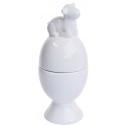 Kieliszek Na Jajko Biały Matowy z Kurą