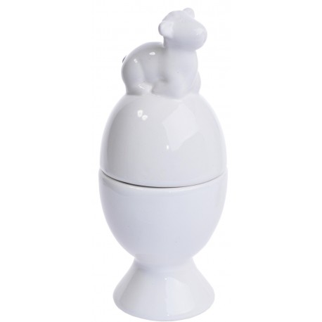 Kieliszek Na Jajko Biały Matowy z Kurą