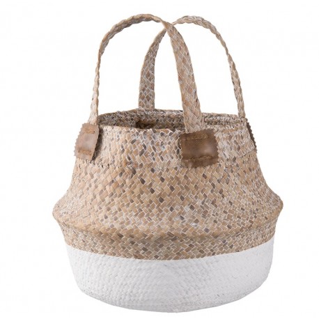 Pleciony Kosz z Trawy Morskiej Z Uchwytami 2B
