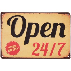 Tabliczka Metalowa Vintage Open