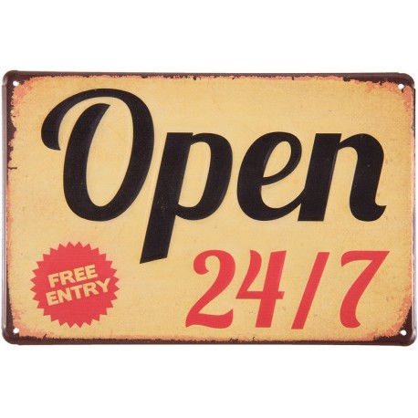 Tabliczka Metalowa Vintage Open