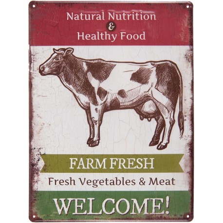 Tabliczka Metalowa Vintage z Krową