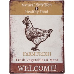 Tabliczka Metalowa Vintage z Kurą