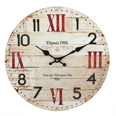 Zegar retro idealny do kuchni ze względu na swój motyw sztućców, a dokładniej łyżki i widelca oraz napisa.