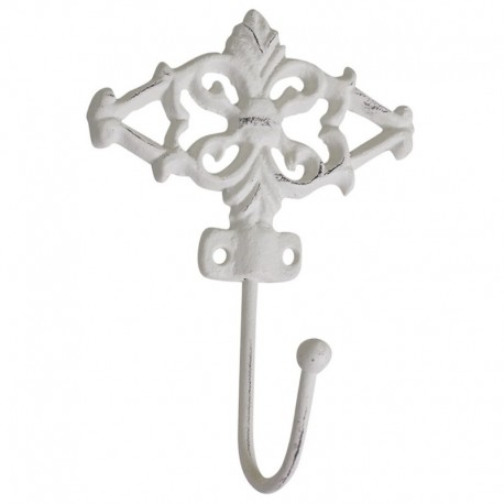 Wieszak Ścienny Biały Chic Antique z Dekorem