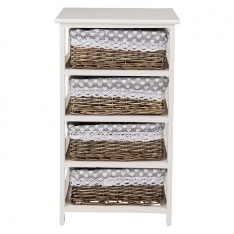 Konsola prowansalska z szufladami, które wykonan zostały w formie małych skrzyneczek i zastępują tradycyjne szufladki spotykane przy konsolach.