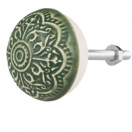 Gałka Meblowa Ozdobna we Wzorki Zielona A